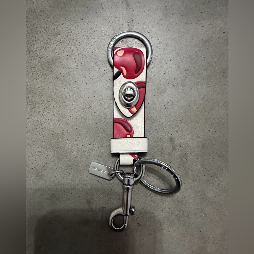 Coach Cherry Motif Keychain with Silver Accents